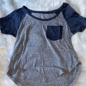 Gray and navy shirt with pocket